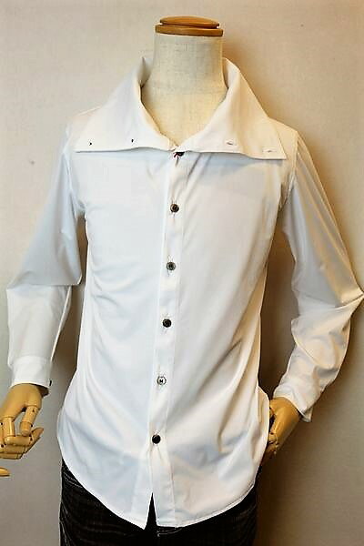  ジーノ  デザインカラーストレッチシャツ オフホワイト gino