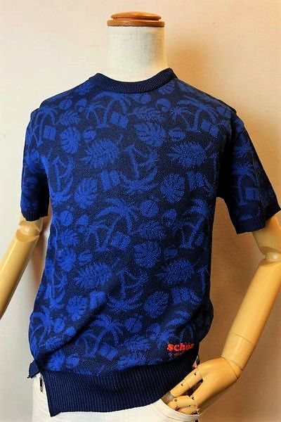  ショーン・バイ・ミラショーン milaschon  和紙繊維ニット半袖Tシャツ ブルー