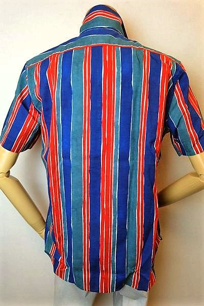 【セール35％OFF】 CALIBAN キャリバン 【半袖シャツ】【春夏インポート品】【メンズウェア】【カジュアルシャツ】【開襟シャツ】【イタリア製】 綿麻オープンカラー半袖シャツ ブルー