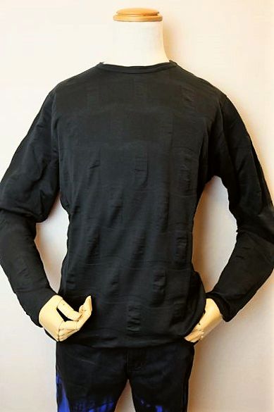 ジーノGino【ロングTシャツ】【2022春夏新作】【メンズウェア】【ニットTシャツ】【カットソー】【ジーノ服】ニットロングTシャツブラック