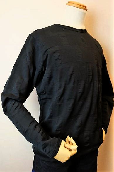 ジーノGino【ロングTシャツ】【2022春夏新作】【メンズウェア】【ニットTシャツ】【カットソー】【ジーノ服】ニットロングTシャツブラック
