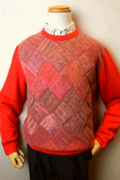 ショーン・バイ・ミラショーン mila schon セーター 2025秋冬新作 メンズウェア ニット ミラショーン服 バスケットチェック編み柄セーター オレンジ(4)