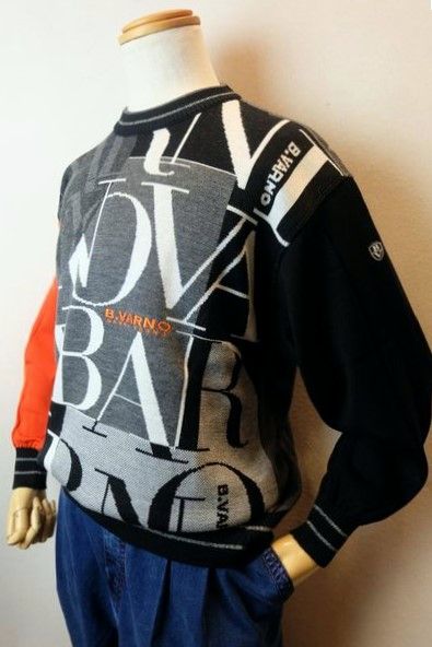 バーニヴァーノ BARNIVARNO セーター 2025秋冬新作 メンズウェア ニット 日本製 バーニヴァーノ服 ロゴ編みクルーセーター グレー