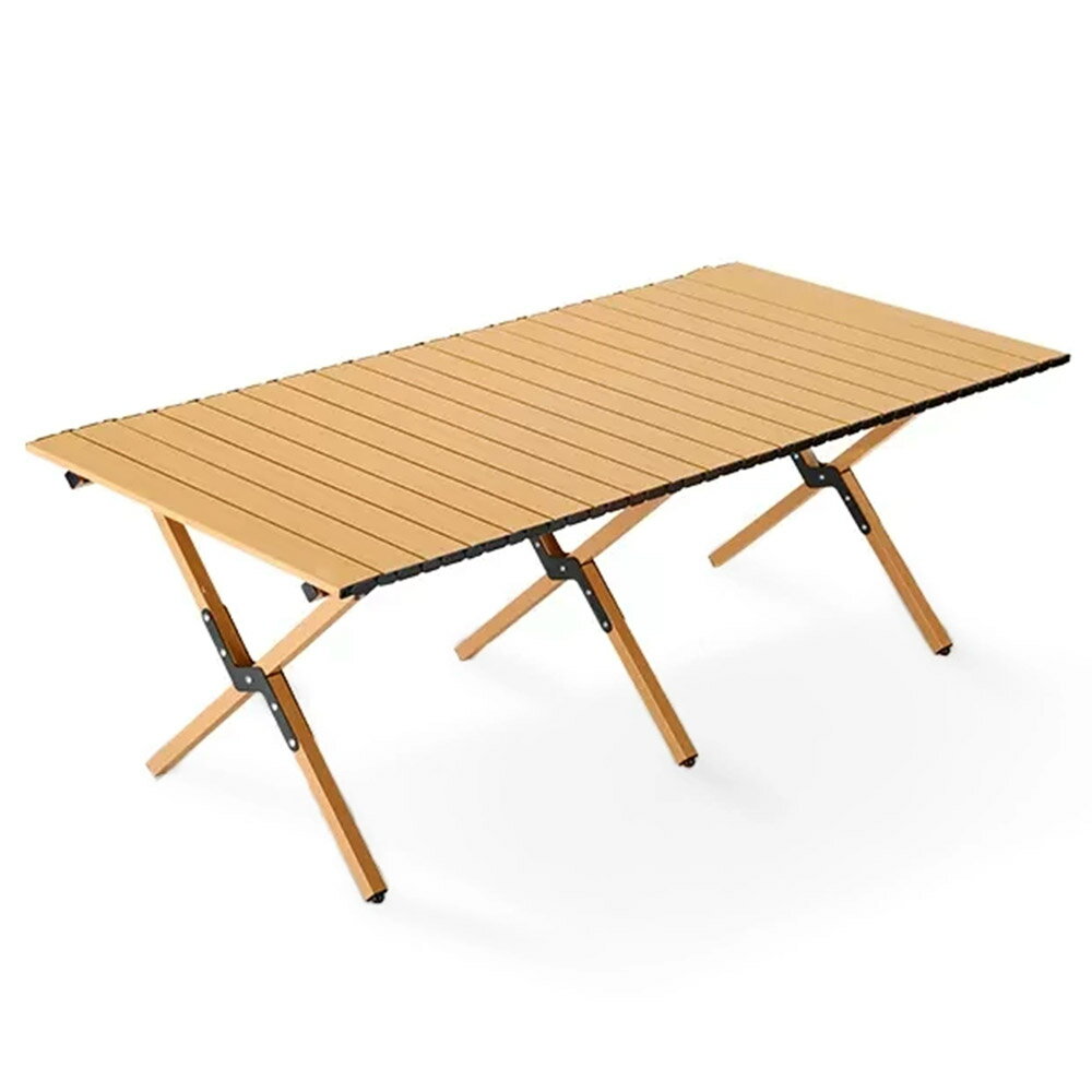 適用範囲：●多機能の利用が可能だ：アウトドアキャンプやハイキング、バーベキューなどの屋外アクティビティだけでなく、室内のダイニングテーブルやパーティーでも活躍します。●※特記事項： 製品の性質上、天板やスタンドフレームにムラや小さな傷が入っている可能性がございます。 商品仕様： ●商品サイズ： 使用時 ： 120cm×60cm×45cm 収納時 ： 70cm×20cm×18cm 　重量： (約)5.1kg 。 ●材質： 鋼合金。 耐荷重： 60kg 。天板色はナチュラル木目調です。●商品の内容：テーブル本体/スタンドフレーム/収納バッグ 。 商品特徴： ●このテーブルはドレッシングをされて、傷や汚れがつきにくいです。厚めの軽い鋼合金天板、60kgの耐荷重が実現しています。●特徴的なX型の支持構造により、このテーブルは安定性を保ちつつ、広い支持面積を提供し、耐荷重能力を高めています。支えも補強して、アウトドアキャンプやハイキング、バーベキューなどの屋外アクティビティだけでなく、室内のダイニングテーブルやパーティーでも活躍します。●軽量スチール採用、天板やフレーム部分はサビに強いスチール製で、天板は耐磨耗性と耐熱性がバツグン、加熱した鍋、湯沸し等、高熱なものを直接置いても大丈夫です。フレームは高強度と軽量の材料を採用し、防水・耐熱、破損にくい性能を持ち、耐久性の心配もありません。●商品サイズ：使用時(120×60×45cm) 、収納時(70×20×18cm)、重量(約5.1kg)。耐荷重：60kg、商品の内容：テーブル本体/スタンドフレーム/収納バッグ 。小さな収納パッケージに入れることで、屋外冒険の際にも簡単に持ち運びができ、屋内使用時にもスペースを節約できます。●面倒な道具や手順は一切必要ありません。このキャンプテーブルは非常に簡単に組み立てられます。支柱を展開し、天板を置き、簡単な嵌め込み構造を使用して、素早く安定したテーブルを完成させることができます。●このテーブルはドレッシングをされて、傷や汚れがつきにくいです。厚めの軽い鋼合金天板、60kgの耐荷重が実現しています。●特徴的なX型の支持構造により、このテーブルは安定性を保ちつつ、広い支持面積を提供し、耐荷重能力を高めています。支えも補強して、アウトドアキャンプやハイキング、バーベキューなどの屋外アクティビティだけでなく、室内のダイニングテーブルやパーティーでも活躍します。●軽量スチール採用、天板やフレーム部分はサビに強いスチール製で、天板は耐磨耗性と耐熱性がバツグン、加熱した鍋、湯沸し等、高熱なものを直接置いても大丈夫です。フレームは高強度と軽量の材料を採用し、防水・耐熱、破損にくい性能を持ち、耐久性の心配もありません。●商品サイズ：使用時(120×60×45cm) 、収納時(70×20×18cm)、重量(約5.1kg)。耐荷重：60kg、商品の内容：テーブル本体/スタンドフレーム/収納バッグ 。小さな収納パッケージに入れることで、屋外冒険の際にも簡単に持ち運びができ、屋内使用時にもスペースを節約できます。●面倒な道具や手順は一切必要ありません。このキャンプテーブルは非常に簡単に組み立てられます。支柱を展開し、天板を置き、簡単な嵌め込み構造を使用して、素早く安定したテーブルを完成させることができます。 商品仕様 ●商品サイズ： 使用時 ： 120cm×60cm×45cm 収納時 ： 70cm×20cm×18cm 　重量： (約)5.1kg 。 ●材質： 鋼合金。 耐荷重： 60kg 。天板色はナチュラル木目調です。●商品の内容：テーブル本体/スタンドフレーム/収納バッグ 。 適用範囲●多機能の利用が可能だ：アウトドアキャンプやハイキング、バーベキューなどの屋外アクティビティだけでなく、室内のダイニングテーブルやパーティーでも活躍します。●※特記事項： 製品の性質上、天板やスタンドフレームにムラや小さな傷が入っている可能性がございます。 注意事項 ●画像では実際の色合いと異なる場合もございますので予めご了承下さい。 ●新品ですが、輸入品なので、製造過程、輸送時、保管時等についたと思われる若干の小傷等が御座います。 ●以上の事とご理解いただいた上でのご入札をお願い致します。●商品の色に関して、出品写真画像には撮影環境や表示モニターの設定関係で届く商品色と若干異なる場合は御座います、予めご了承ください。 ●荷物のサイズは120です。 この商品は宅急便全国送料無料(沖縄・離島を除く) 沖縄・離島の場合、送料は別途お見積り。
