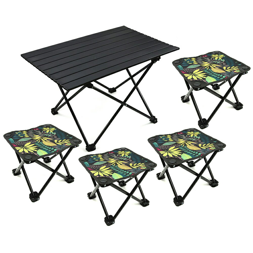 折りたたみスツール4脚＆テーブル1個台セット アウトドア用 収納袋付き コンパクト軽量 釣り キャンプ ..