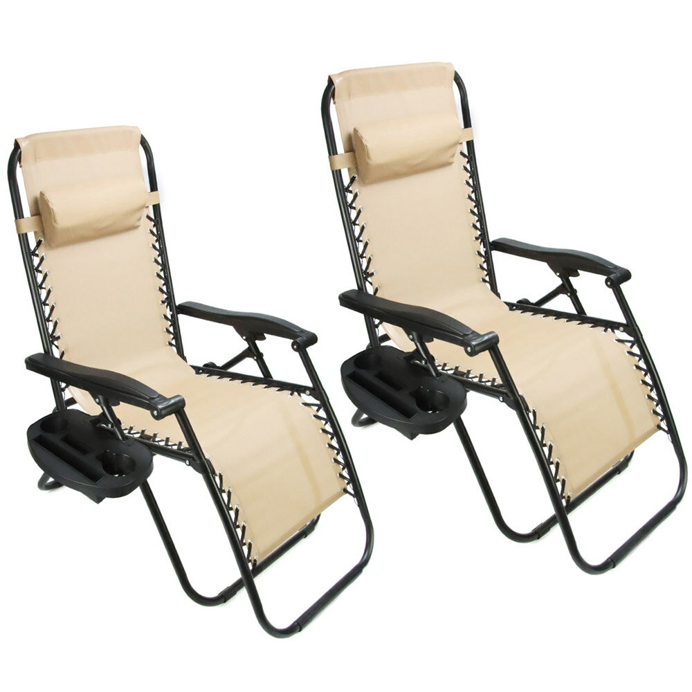 アウトドアチェア リクライニングチェア 折りたたみ ゼログラビティチェア ベランダ 砂浜/キャンプ 戸外用 折りたたみ 椅子 ベージュ色 2個(トクトヨ)Tokutoyo