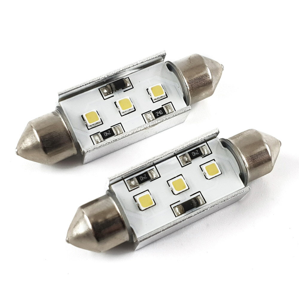 【特】T10×41mm SMD 3連 3W LEDルームランプ 白(ホワイト) 2個 (トクトヨ)Tokutoyo