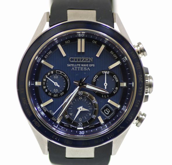 【質SHOPアデ川】CITIZEN シチズン ATTESA アテッサ ACTLine アクトライン CC4050-18L エコドライブ GPS衛星電波時計 ダブルダイレクトフライト ソーラー電波時計 メンズ 腕時計【中古】【USED】【送料無料】【質屋】【時計】【ブルー文字盤】【アデガワ】【北越谷】