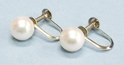 【菊地質店】【中古】Pt900 真珠約7mm イヤリング【送料無料】【質屋出店】【smtb-TK】＜13-52＞
