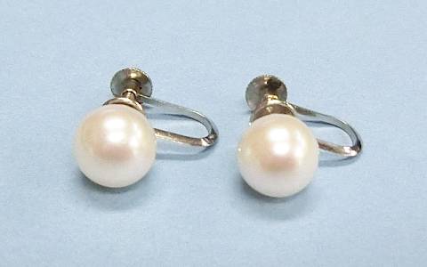 【菊地質店】【中古】Pt9850 真珠 約7.5mm イヤリング【送料無料】【質屋出店】【smtb-TK】＜13-72＞(4)