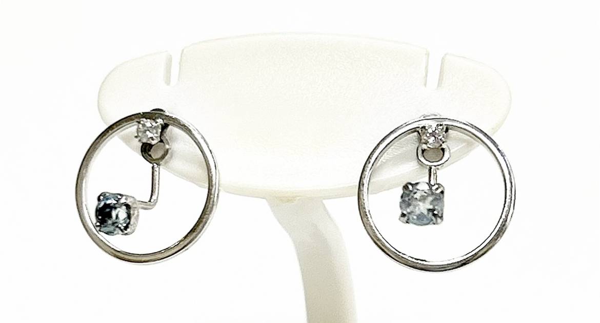 【中古】 4℃K10アクアマリンダ...