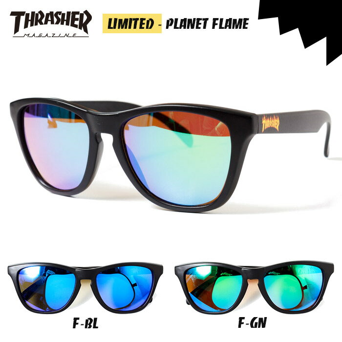 スラッシャー サングラス メンズ レディース ウエリントン ブランド THRASHER / PLANET FLAME FIRE LIMITED EDT. SUNGLASS ケース付き ミラーレンズ/UVカット/ストリート/海