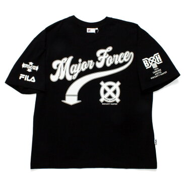 フィラ FILA MAJORFORCE BOUNTY HUNTER トリプルコラボ 限定 半袖Tシャツ/ブラック S/S T-SHIRTS HERITAGE ビッグシルエット(FS0107) ストリート メンズ レディース