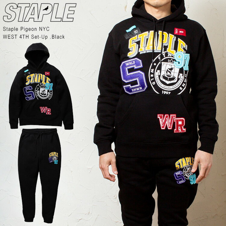【STAPLE PIGEON NYC / ステイプル】 ステイプル ピジョン ワッペン カレッジ 裏起毛 セットアップ 上下 ジャージ / STAPLE PIG...