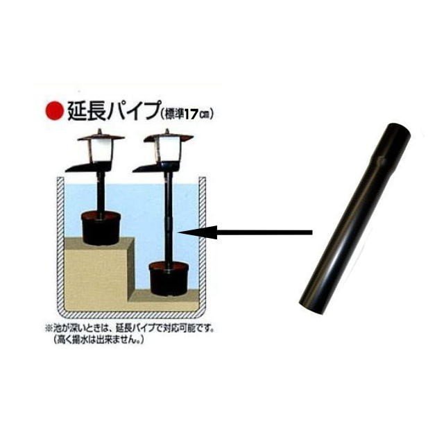 商品説明 ■ウォータークリーナー用延長パイプ 　 憩R用延長パイプです。 転倒防止のためクリーナーを固定して下さい。 高さ調整は延長パイプをカットして調整して下さい。 高く揚水はしません。 延長パイプ長さ17cm ■使用方法 本体パイプに付...