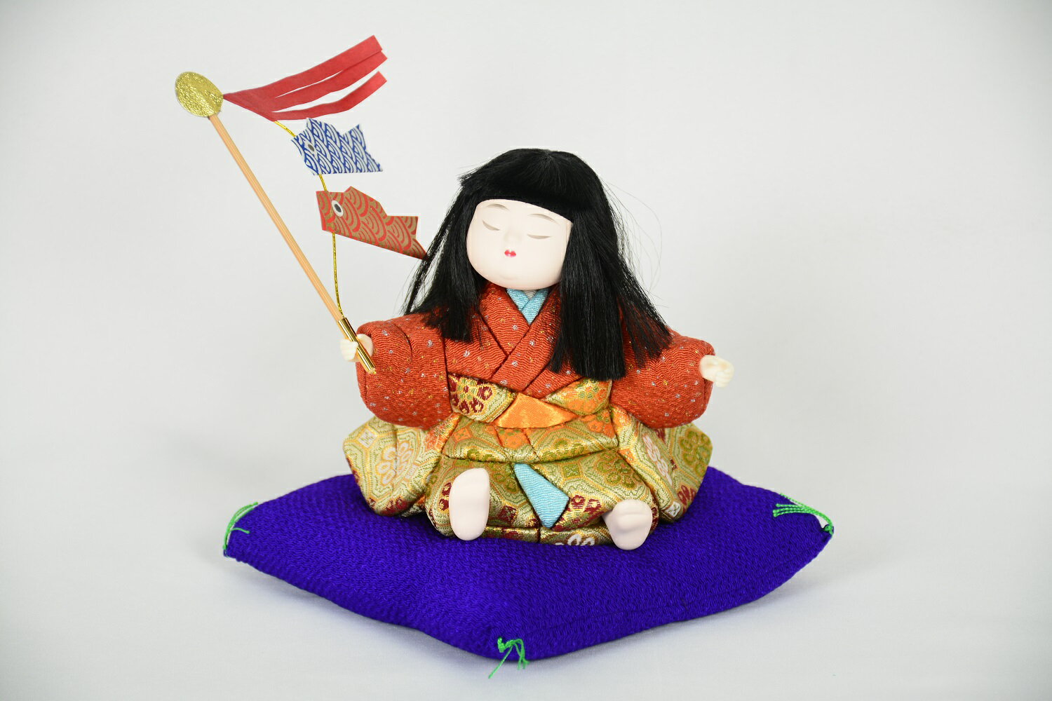 五月人形 木目込人形 さつき童子 17cm 座布団付き 子供大将 端午の節句 飾り