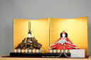 雛人形 左京 田村芙紗彦 親王飾り 限定品 京十二番 鳳凰と鹿 荒振金二曲屏風 エンジ毛氈 木製平台付 平飾り 高さ調節可能 ひな人形 シンプル おしゃれ モダ...