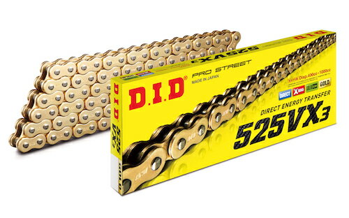 樂天商城 - DID 525VX3-158L ZJ(カシメ) GOLD　大同工業株式会社 D.I.D バイクチェーン