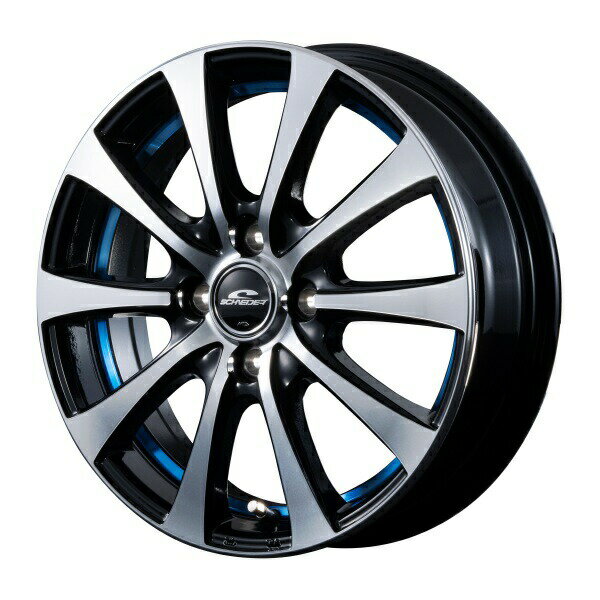 MID SCHNEIDER RX01 15インチ 5.5J 4H100 +43 ブラックポリッシュ/アンダーカットブルー