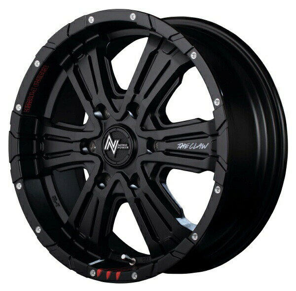 4本セット MID NITRO POWER CROSSCLAW-GE 15インチ 6J 6H139 +33 セミグロスブラック+ピアスドリルド/グラフィティ