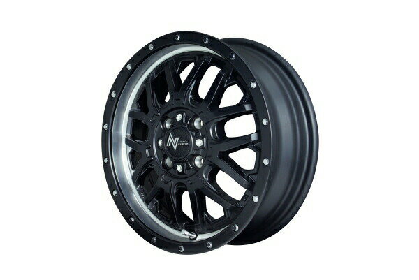 4本セット MID NITRO POWER M27 GRENADE 15インチ 5J 4H100 +48 SB2 セミグロスBK+リムヴァーティカルポリッシ