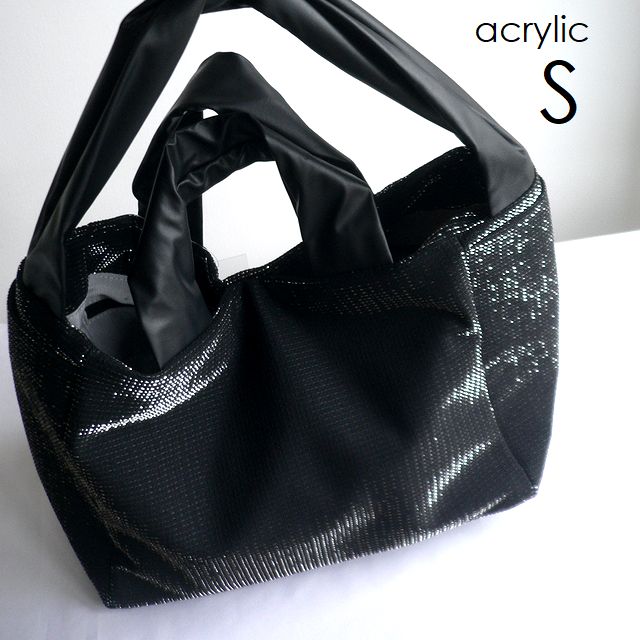樂天商城 - acrylic アクリリック バッグ S bag 2WAY ナイロン PVC ポリエステル ニット トート 1302 ブラック