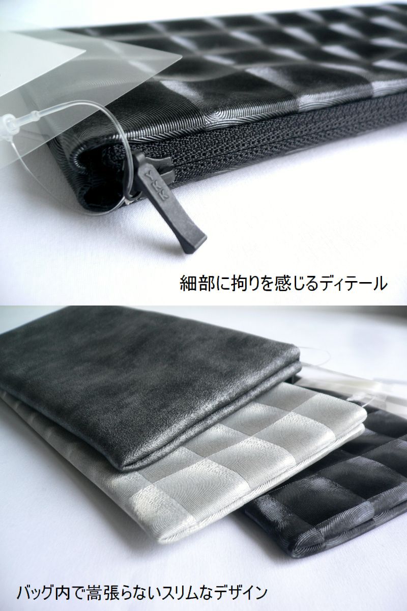 acrylic アクリリック 財布 長財布 ポーチ スリム マルチケース ナイロン CASE M2 PVC 1368 グレー ブラック