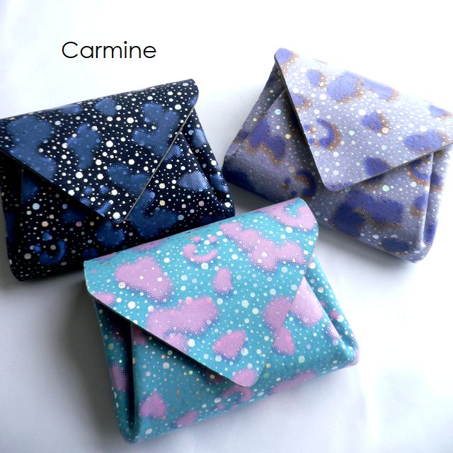 carmine カーマイン ミニウォレット 雲 星空 折り財布 MWKM　パープル ピンク ネイビーブルーのサムネイル