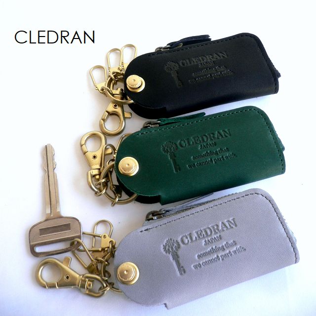 樂天商城 - クーポン対象外 CLEDRAN クレドラン バッグ レザー キーケース CL3324 REVEN ZIP KEY CASE グレー ブラック