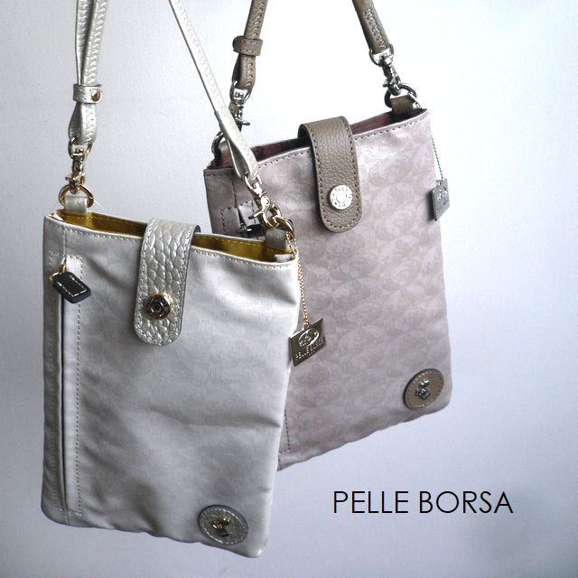 樂天商城 - 10％offクーポン PELLE BORSA ペレボルサ バッグ ポシェット パスポートサイズ ショルダーバッグ Alive アライブ 4306 ホワイト/トープ/グレー/ネイビー/ゴールド