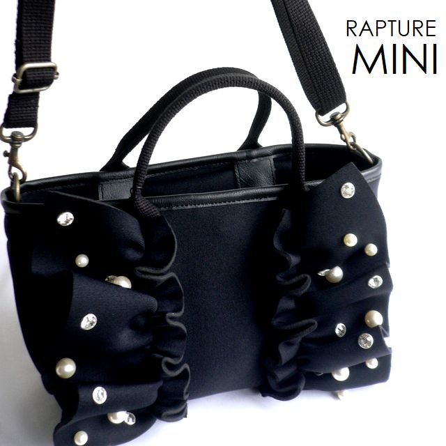 樂天商城 - 【Rapture ラプチャー】バッグ ダイバー素材 ネオプレン ネイプルズ ラッフル トートバッグ ミックススタッズ MINIサイズ TT288BCMIXMINI ブラック グレージュ インディゴ ヘザーグレー シナモン