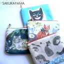 SAKURAYAMA サクラヤマ プリント マルチ ポーチ ケース P151 P132 P112 猫/ねこ/ネコ/ドール