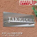 表札 ステンレス メタル アイアン 切り文字 ネームプレート バックプレート付 80x230mm スタッドボルト/両面テープ/…
