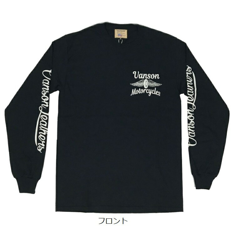 VANSON バンソン WHEEL&WING 長袖Tシャツ 881V171 ブラック 【あす楽対応 送料無料】 2