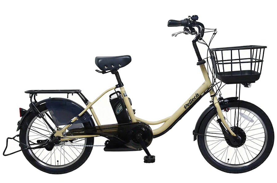PELTECHの＋plusライン！定番車種をカスタムし標準装備を進化したモデル！ 前カゴを錆びない、強靭な樹脂製カゴに変更！ 取っ手付きサドルでスタンドも上げやすくした使い勝手を良く。 カラーを追加しカラフルなオシャレなオールラウンダーモデル！ 前後子供乗せも装着可能！ 日本電産製前モーターを搭載したPELTECHオリジナルのアシストシステム！ 全長：1880mm 全幅：580mm 重量：約27kg サドル高さ：750mm-900mm タイヤ：20x2.125耐摩耗　肉厚チュ－ブ 変速機形式：内装3段 ライト：4灯LEDライト フレーム：L型 スタンド：両立 ハンドル：セミアップバー キャリア：クラス27 錠：サークル錠 1回の充電で走行できる距離(メーカー指定パターン):最大約42km(エコモード時) バッテリー容量:8.0Ahリチウムイオンバッテリー/定格出力:250W/ 充電器電源:AC100V-240V 充電時間:約3.5時間
