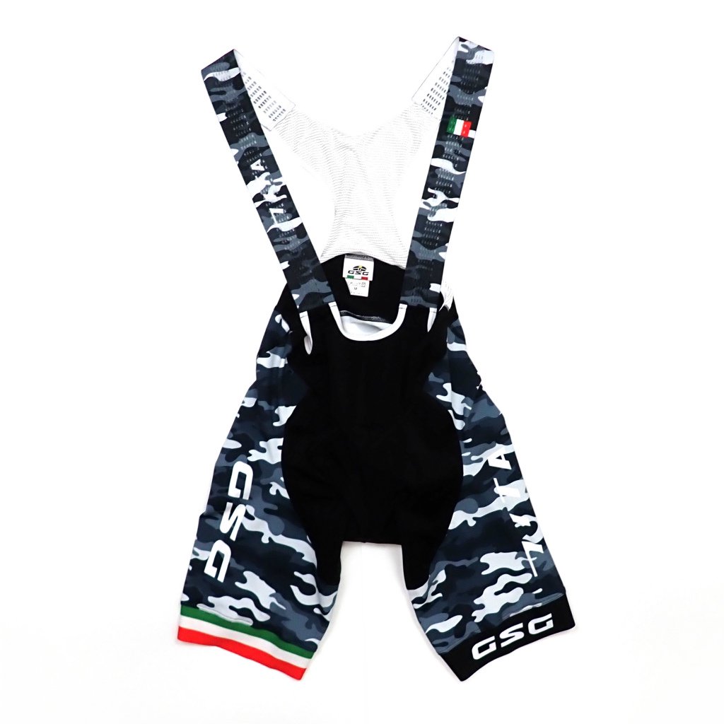 7-ITA（セブン・アイティーエー）メンズ サイクル ビブショーツ ITAF Camo Bibshorts White/Grey（Mサイズ）