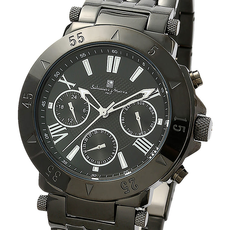 サルバトーレマーラ Salvatore Marra 腕時計 メンズ SM22108 BKBK クオーツ カレンダー機能 10気圧防水 24時間計 ケース経 42mm