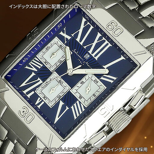 Salvatore Marra 腕時計 メンズ SM17117 SSBLSV クオーツ クロノグラフ 5気圧防水 スクエア型 ケース経 36mm