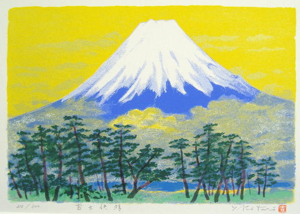 【大衣サイズ】金運、家運にはこれ！開運版画SDL38 富士快晴・青富士吉岡浩太郎