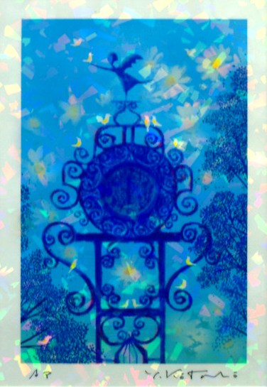 【インチサイズ】お得価格版・風水仕事運の水色天使当社オリジナル風水版画　IPCTB　天使の風水　仕事運吉岡浩太郎