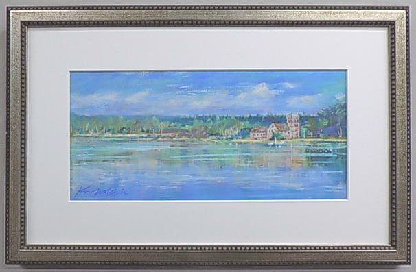 【アートバーゲン会場】16,500円異色の洋画家・石井清のパステル画作品湖畔の小さな城
