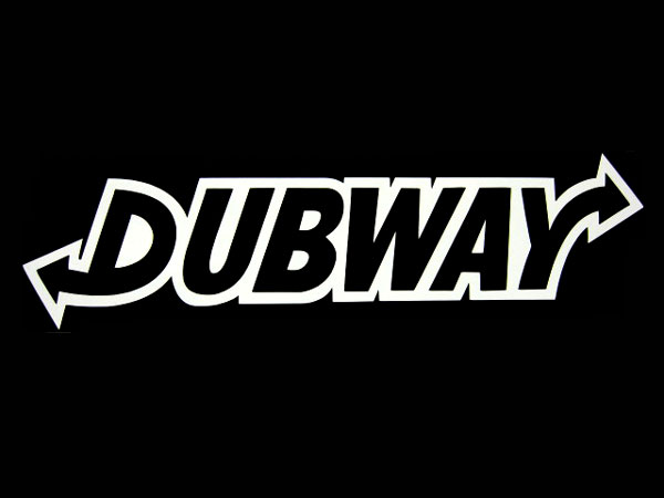 ステッカー DUBWAY ホワイト 車 バイク デカール シール 転写 カッティングステッカー パロディ ダブ DUB ロゴ おもしろい アメリカ 雑貨