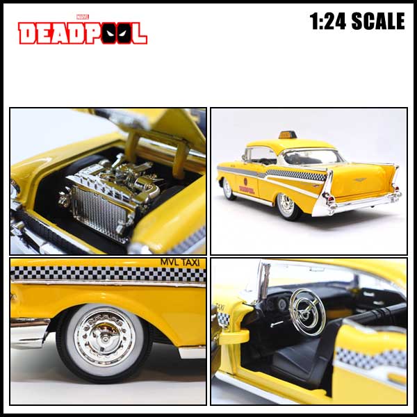 1/24 ミニカー 【DEADPOOL仕様 1957 CHEVY BELAIR TAXI (イエロー)】デッドプール タクシー シェビー ベルエア ミニカー アメ車 Jada Toys MARVEL マーベル