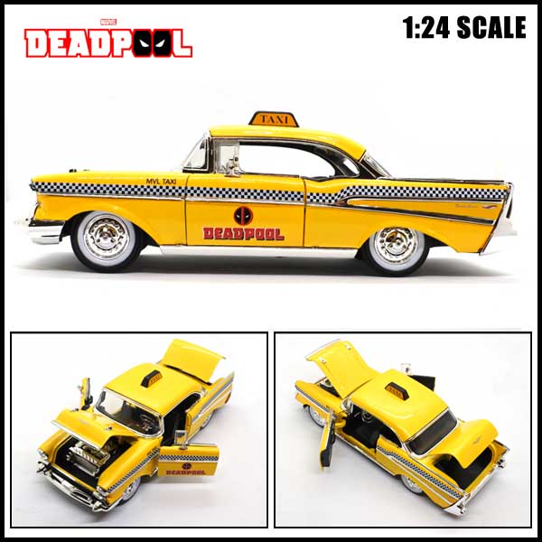 1/24 ミニカー 【DEADPOOL仕様 1957 CHEVY BELAIR TAXI (イエロー)】デッドプール タクシー シェビー ベルエア ミニカー アメ車 Jada Toys MARVEL マーベル