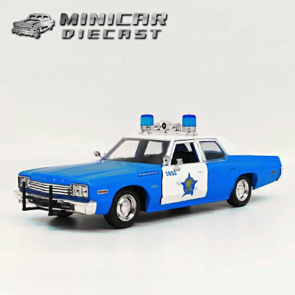1/24 箱入り ミニカー 1974 DODGE MONACO Chicago Police ブルー ホワイト 1974年 ダッジ モナコ シカゴポリス 青 白 アメ車 シカゴ市警察 パトロール パトカー ポリスカー グリーンライト greenlight