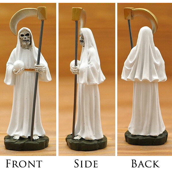 サンタムエルテ オブジェ 全4色 ブラック ホワイト マルチカラー レッド サイズ 約9.3cm インテリア Santa Muerte サンタ・ムエルテ 置物 人形 装飾 飾り 小さめ メキシコ民芸 雑貨 骸骨 死の聖母 スカル 白 メキシカン MEXICO メキシカン グッズ メキシコ雑貨の商品画像 3
