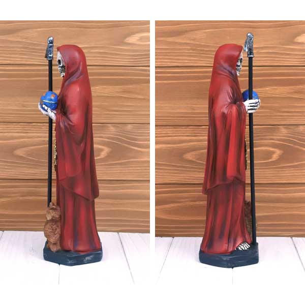 サンタムエルテ オブジェ レッド サイズ 約30cm インテリア St.Muerte サンタ・ムエルテ 置物 人形 メキシコ民芸 雑貨 骸骨 スカル 赤 メキシコ 雑貨 メキシカン MEXICOの商品画像 2