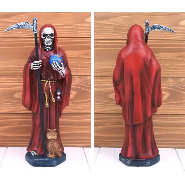サンタムエルテ オブジェ レッド サイズ 約30cm インテリア St.Muerte サンタ・ムエルテ 置物 人形 メキシコ民芸 雑貨 骸骨 スカル 赤 メキシコ 雑貨 メキシカン MEXICOの商品画像 3