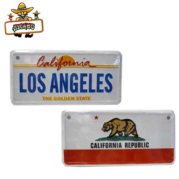 ミニナンバープレート ナンバープレート 2種類 ロサンゼルス カリフォルニア CALIFORNIA LOS ANGELES カリフォルニア州旗 ライセンスプレート ガレージ アメ車 装飾 西海岸 インテリア カーアクセサリー ローライダー Lowrider アメリカ 雑貨