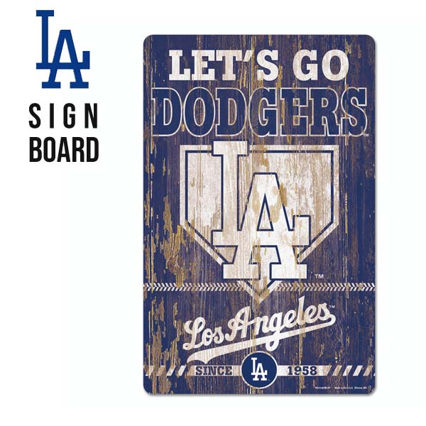 ドジャース サインプレート サインボード ウッド調 立てかけ 壁掛け MLB dodgers LA LOS ANGELES 看板 ロサンゼルス インテリア ガレージ おしゃれ ブルー ホワイト メジャーリーグ ベースボール 大谷翔平 ローライダー Lowrider ウエストコースト west coast アメリカ 雑貨